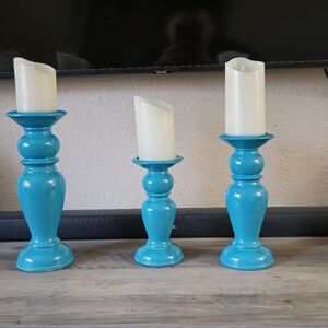 Turquoise candle holders (3)